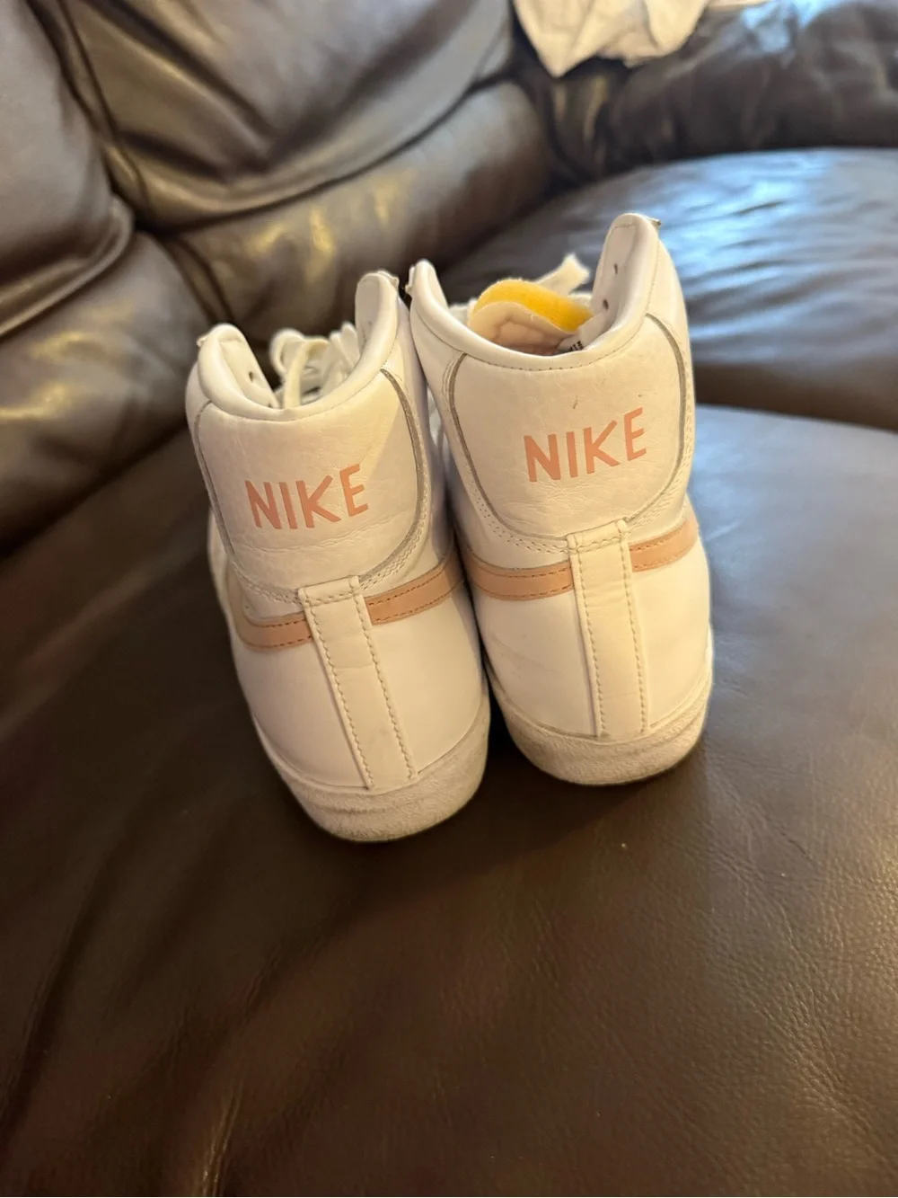 Nike Women’s High-Top Sneakers in White, Beige and Orange Accent